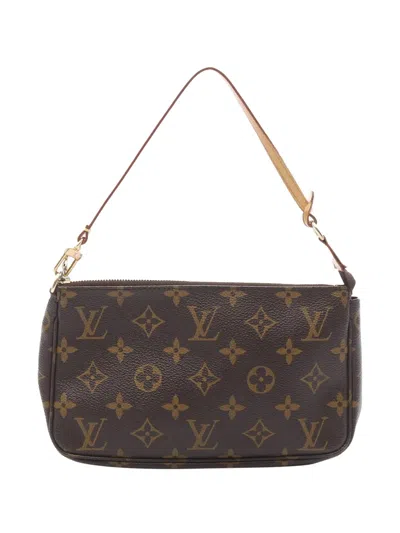 Pre-owned Louis Vuitton 2001 Monogram Pochette Accessoires Shoulder Bag In Brown