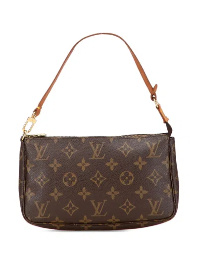 Pre-owned Louis Vuitton 2001 Monogram Pochette Accessoires Shoulder Bag In Brown