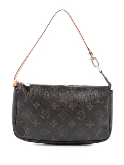 Pre-owned Louis Vuitton 2001 Monogram Pochette Accessoires Shoulder Bag In Brown
