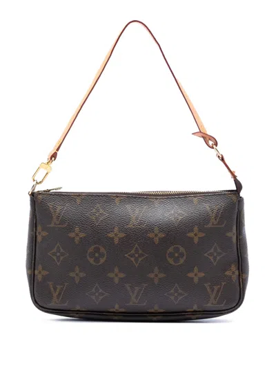 Pre-owned Louis Vuitton 2001 Monogram Pochette Accessoires Shoulder Bag In Brown