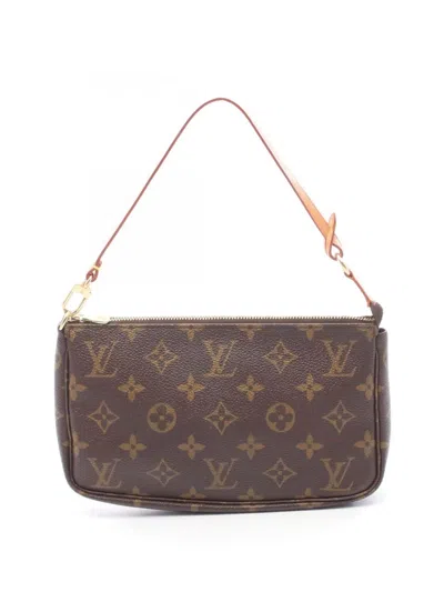 Pre-owned Louis Vuitton 2001 Monogram Pochette Accessoires Shoulder Bag In Brown