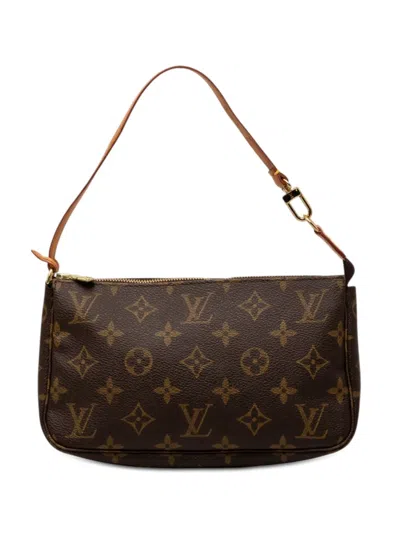 Pre-owned Louis Vuitton 2001 Monogram Pochette Accessoires Shoulder Bag In Brown