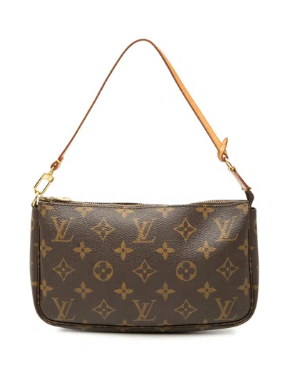 Pre-owned Louis Vuitton 2001 Monogram Pochette Accessoires Shoulder Bag In Brown