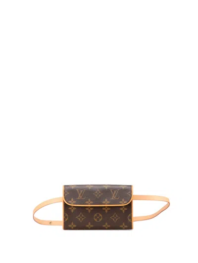 Pre-owned Louis Vuitton 2001 Monogram Pochette Florentine Belt Bag In Brown