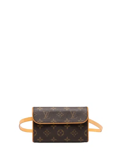 Pre-owned Louis Vuitton 2001 Monogram Pochette Florentine Belt Bag In Brown