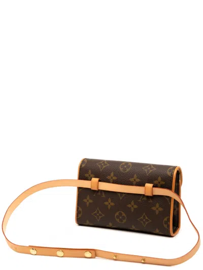 Pre-owned Louis Vuitton 2001 Monogram Pochette Florentine Belt Bag In Brown