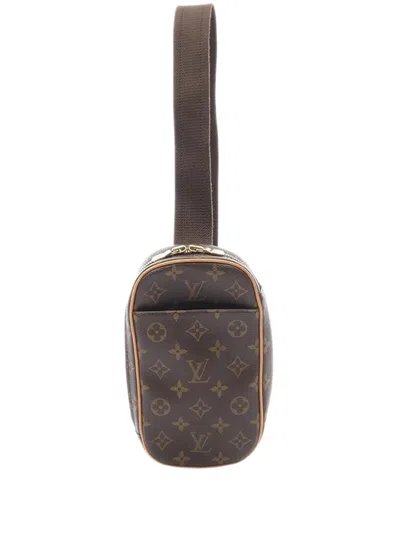 Pre-owned Louis Vuitton 2001 Monogram Pochette Gange Crossbody Bag In Brown