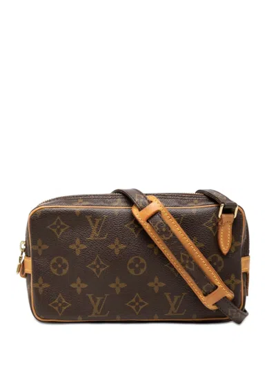 Pre-owned Louis Vuitton 2001 Monogram Pochette Marly Bandouliere Crossbody Bag In Brown
