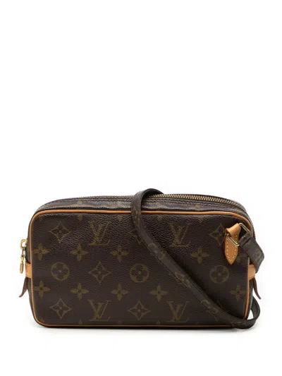 Pre-owned Louis Vuitton 2001 Monogram Pochette Marly Bandouliere Crossbody Bag In Brown