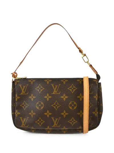 Pre-owned Louis Vuitton 2001 Monogram Pochette Tote Bag In Brown