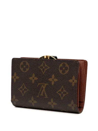 Pre-owned Louis Vuitton 2001 Monogram Porte Monnaie Billets Viennois Small Wallets In Brown