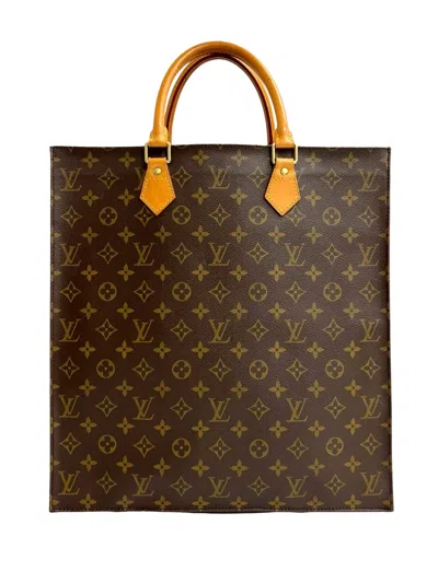 Pre-owned Louis Vuitton 2001 Monogram Sac Plat Tote Bag In Brown