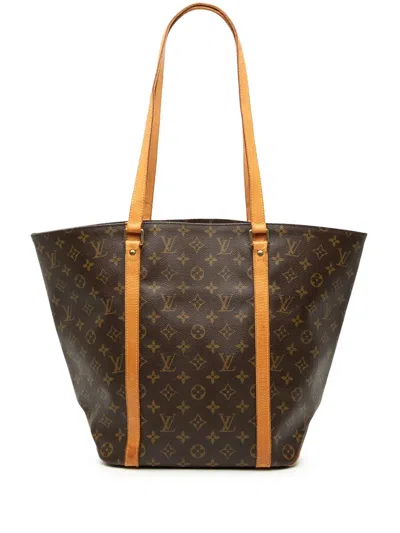 Pre-owned Louis Vuitton 2001 Monogram Sac Shopping Tote Bag In Brown