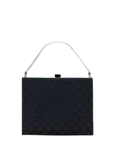 Pre-owned Louis Vuitton 2001 Monogram Satin Ange Pm Handbag In Black