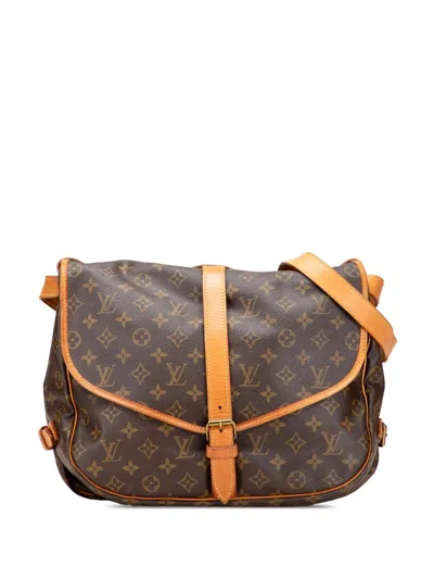 Pre-owned Louis Vuitton 2001 Monogram Saumur 35 Crossbody Bag In Brown