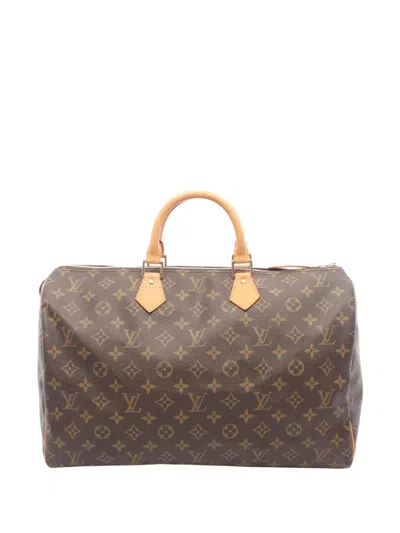 Pre-owned Louis Vuitton 2001 Monogram Speedy 40 Boston Bag In Brown