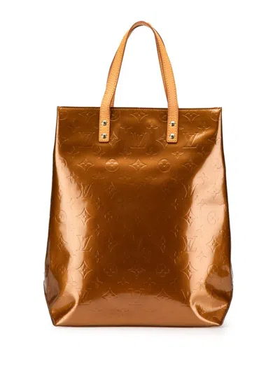 Pre-owned Louis Vuitton 2001 Monogram Vernis Reade Mm Tote Bag In Brown