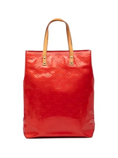 Pre-owned Louis Vuitton 2001 Monogram Vernis Reade Mm Tote Bag In Red