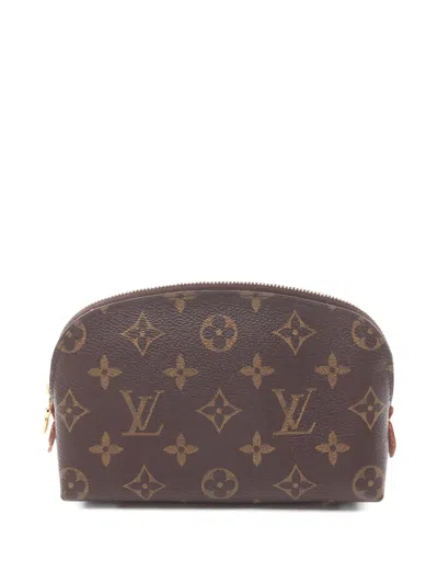 Pre-owned Louis Vuitton 2001 Monogram Zip Make-up Bag In Brown