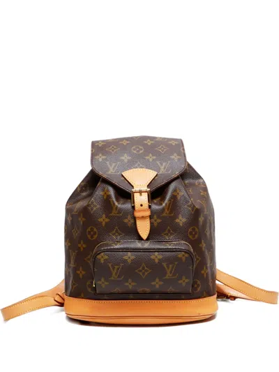 Pre-owned Louis Vuitton 2001 Montsouris Mm Monogram Backpack In Brown