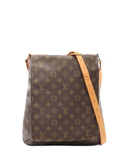 Pre-owned Louis Vuitton 2001 Musette Monogram Flap Shoulder Bag In Brown