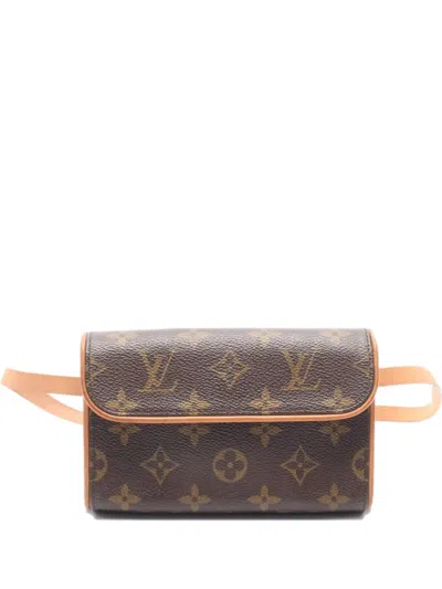 Pre-owned Louis Vuitton 2001 Pochette Florentine Monogram Belt Bag In Brown