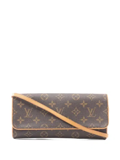 Pre-owned Louis Vuitton 2001 Pochette Twin Gm Handbag In Brown