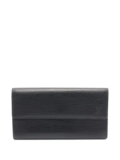 Pre-owned Louis Vuitton 2001 Porte-monnaie Long Wallet In Black