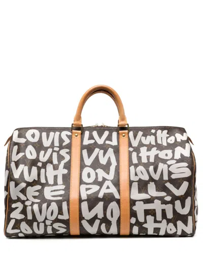 Pre-owned Louis Vuitton 2001 Stephen Sprouse Graffiti Keepall 50 Bag In Brown