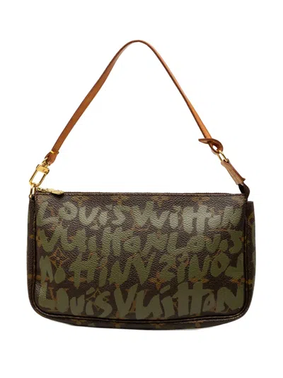 Pre-owned Louis Vuitton 2001 Stephen Sprouse Monogram Graffiti Pochette Accessoires Shoulder Bag In Brown