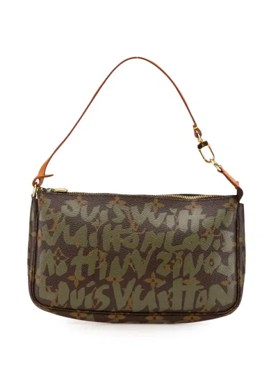 Pre-owned Louis Vuitton 2001 Stephen Sprouse Monogram Graffiti Pochette Accessoires Shoulder Bag In Green