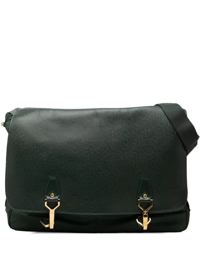 Pre-owned Louis Vuitton 2001 Taiga Dersou Crossbody Bag In Green