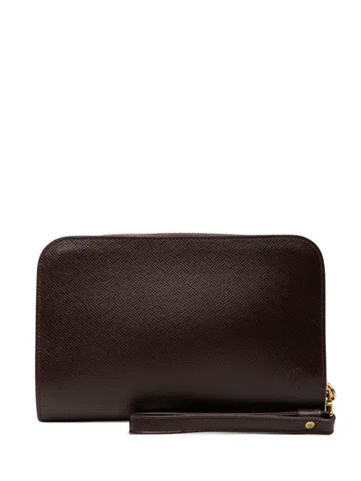 Pre-owned Louis Vuitton 2001 Taiga Pochette Baikal Clutch Bag In Red