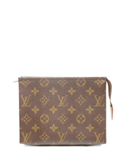 Pre-owned Louis Vuitton 2002 19 Monogram Zip Pouch In Brown