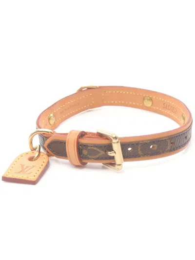Pre-owned Louis Vuitton 2002 Collier Baxter Mm Dog Collar In 褐色