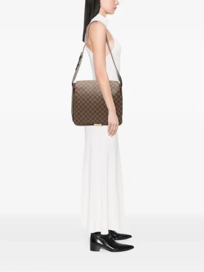 Pre-owned Louis Vuitton 2002 Damier Ebene Bastille Crossbody Bag In Brown