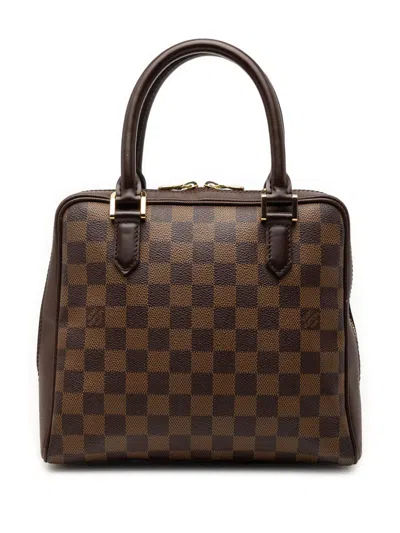 Pre-owned Louis Vuitton 2002 Damier Ebene Brera Handbag In Brown