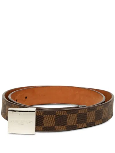 Pre-owned Louis Vuitton 2002 Damier Ebene Ceinture Belt In Brown