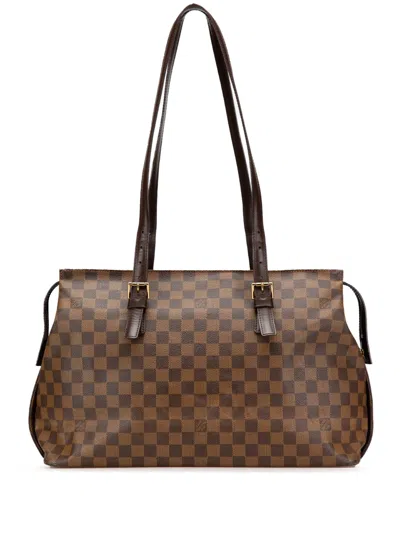 Pre-owned Louis Vuitton 2002 Damier Ebene Chelsea Shoulder Bag In Brown