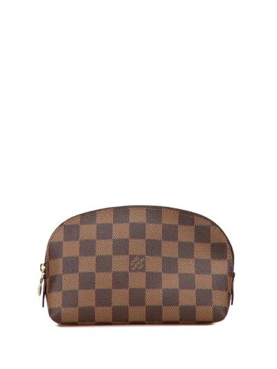 Pre-owned Louis Vuitton 2002 Damier Ebene Cosmetic Pm Pouch In Brown