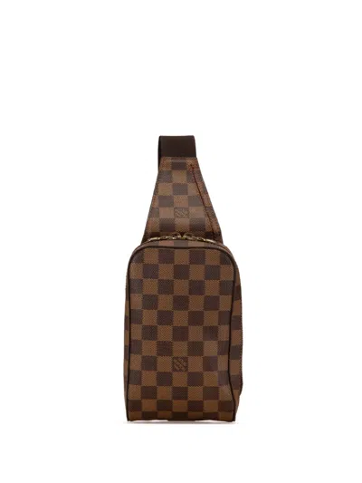 Pre-owned Louis Vuitton 2002 Damier Ebene Geronimos Crossbody Bag In Brown