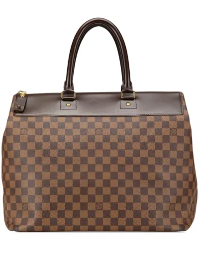 Pre-owned Louis Vuitton 2002 Damier Ebene Greenwich Pm Travel Bag In Brown