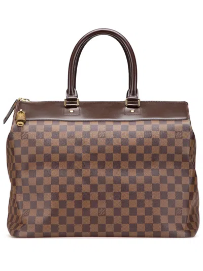 Pre-owned Louis Vuitton 2002 Damier Ebene Greenwich Pm Travel Bag In Brown