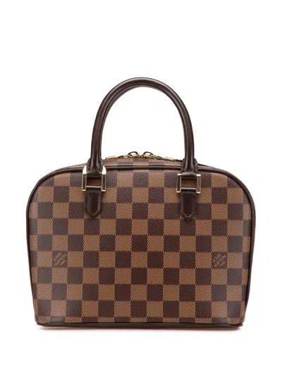 Pre-owned Louis Vuitton 2002 Damier Ebene Mini Sarria Handbag In Brown