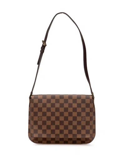 Pre-owned Louis Vuitton 2002 Damier Ebene Musette Tango Short Strap Shoulder Bag