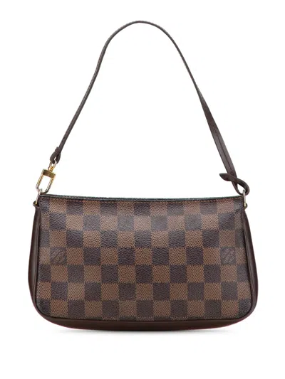 Pre-owned Louis Vuitton 2002 Damier Ebene Navona Shoulder Bag In Brown