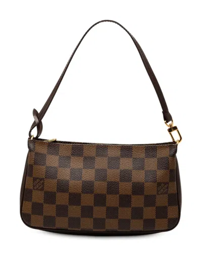 Pre-owned Louis Vuitton 2002 Damier Ebene Navona Shoulder Bag In Brown