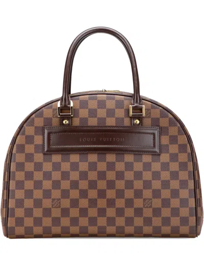 Pre-owned Louis Vuitton 2002 Damier Ebene Nolita 24 Heures Handbag In Brown