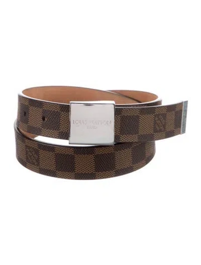 Pre-owned Louis Vuitton 2002 Damier Ebene Pattern Belt In Brown