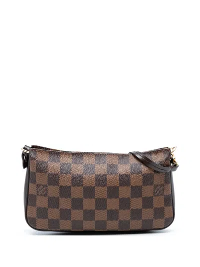 Pre-owned Louis Vuitton 2002 Damier Ebene Pochette Accessoires Shoulder Bag In Brown